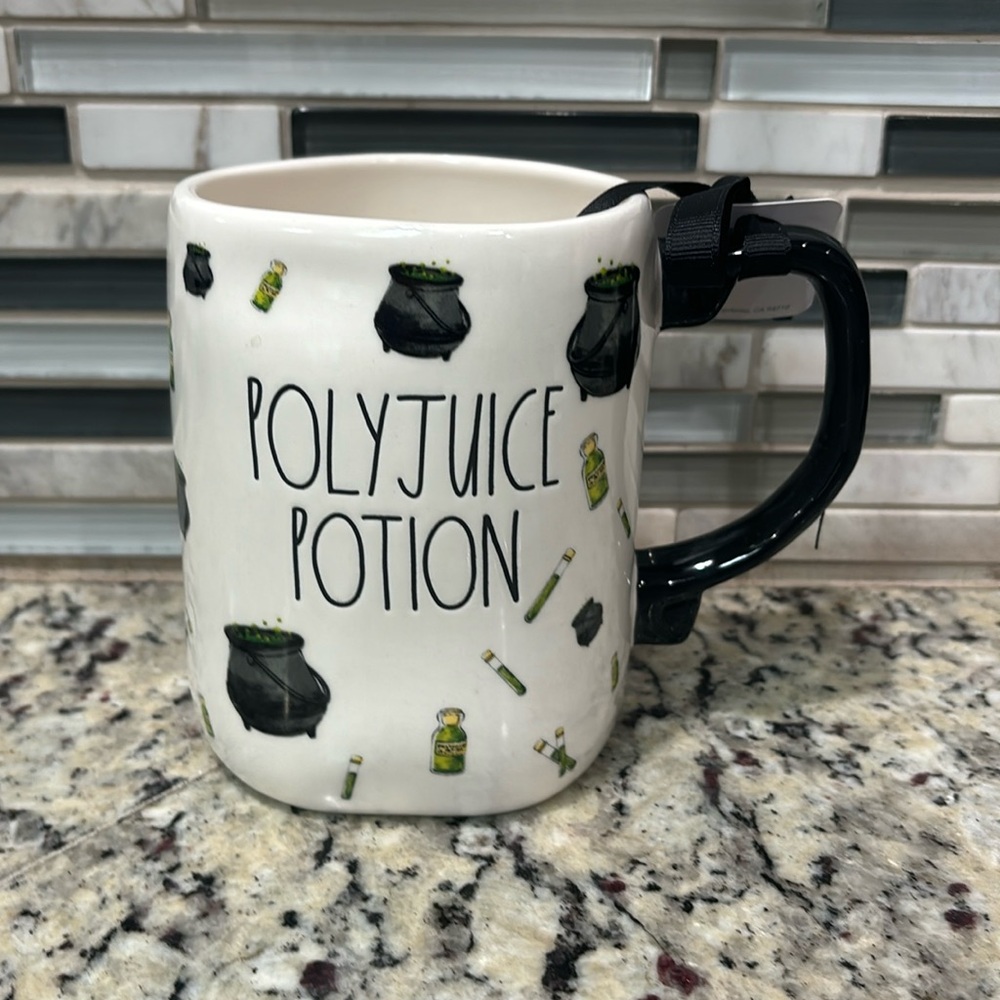 Rae Dunn Harry Potter POLYJUICE POTION Ceramic Mug With Cauldron Wrap Design